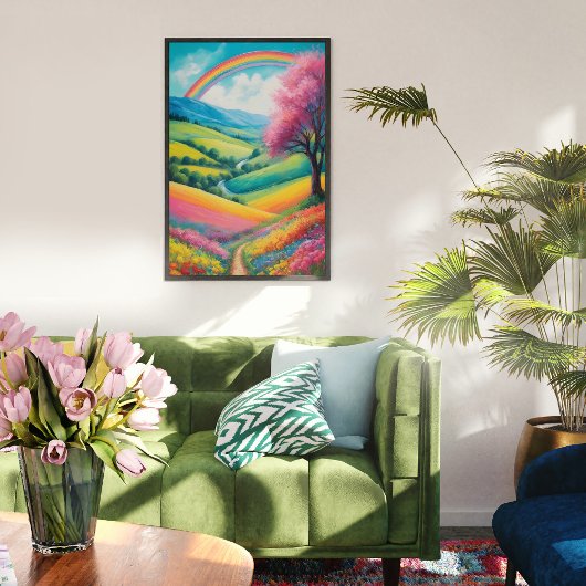 AI Dreamy Colorful Rainbow Vertikale Landschaft Poster