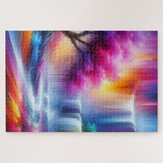 AI erstellt Abstrakte Kunst Ölgemälde Landschaft Puzzle (Horizontal)