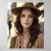 AI erstellt schönes Bohemisches Frauenportrait Poster (Vorne)
