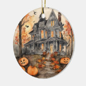 AI erzeugt Spooky Old House Halloween Keramik Ornament (Links)