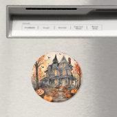AI erzeugt Spooky Old House Halloween Magnet (In Situ (Geschirrspüler))