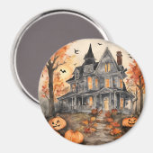 AI erzeugt Spooky Old House Halloween Magnet (Vorderseite/Rückseite)