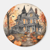 AI erzeugt Spooky Old House Halloween Magnet (Vorne)