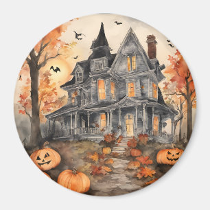AI erzeugt Spooky Old House Halloween Magnet
