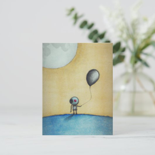 AI erzeugte Kunst eines Astronauten mit einem Ball Postkarte (Stehend Vorderseite)