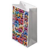 AI feiert mehrfarbiges Muster-Geschenktasche Kleine Geschenktüte (Vorderseite Schrägansicht)