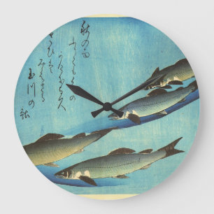 Ai (Forelle) - Hiroshiges Farbiger Japanischer Fis Große Wanduhr