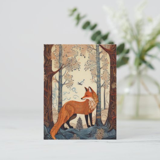 AI Forest Fox Postkarte (Stehend Vorderseite)