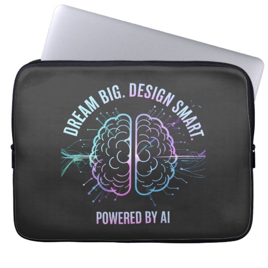 AI Futuristic Laptop Sleeve - Dream Big Design (Vorderseite)