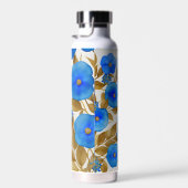 AI Generated Art *Blue Blumenmuster Design* Trinkflasche (Rechts)