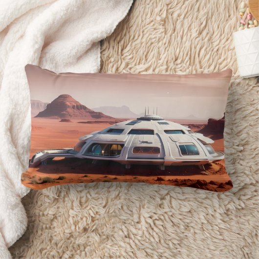 AI-Generated Futuristic Mars Habitat Dome Lendenkissen (Decke)