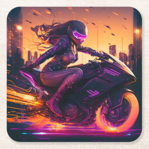 AI generated motorcycle art #3 Rechteckiger Pappuntersetzer