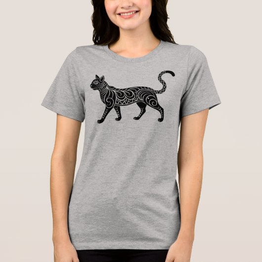 AI-Generated Nature Cat Vector Graphic T-Shirt Tri-Blend Shirt (Vorderseite)