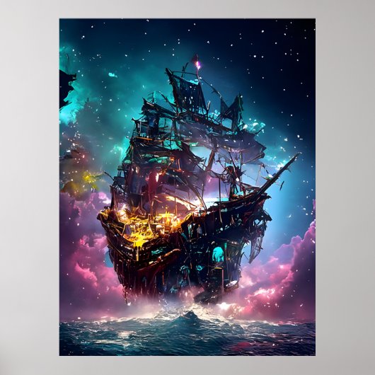 AI Generated Pirate Ship Poster (Vorne)