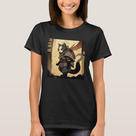 AI Generated Shinobi Cat T-Shirt (Vorderseite)