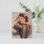 AI Generated Vintag Style Pinup Woman Postcard Postkarte (Stehend Vorderseite)