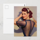 AI Generated Vintag Style Pinup Woman Postcard Postkarte (Vorne/Hinten)