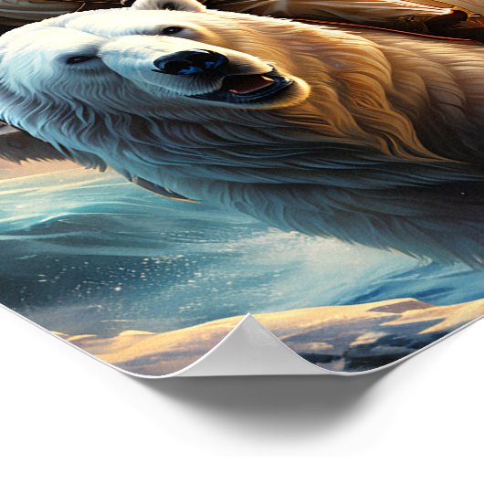 (AI generiert) Jesus auf einem Eisbären 8x10 Poster (Ecke)