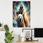 (AI generiert) Jesus auf einem Eisbärenplakat Poster (Heimbüro)