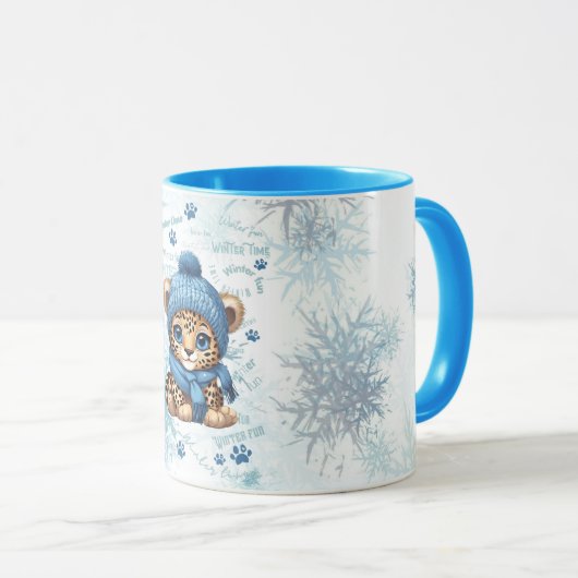 AI generiert | Niedlicher Leopard | Winter Tasse (VorderseiteRechts)