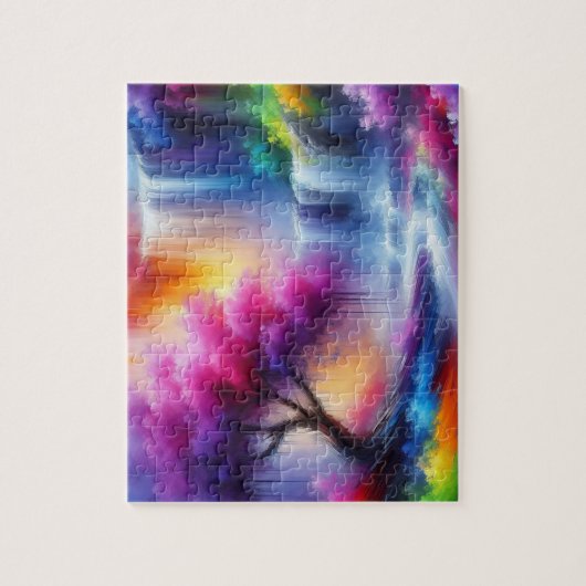 AI generierte Abstrakte Landschaftsmalerei Puzzle (Vertikal)