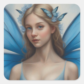 AI generierte Blue Butterfly Fairy Sticker