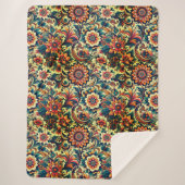 Ai generierte bunte Blumenmuster Sherpadecke (Vorderseite)