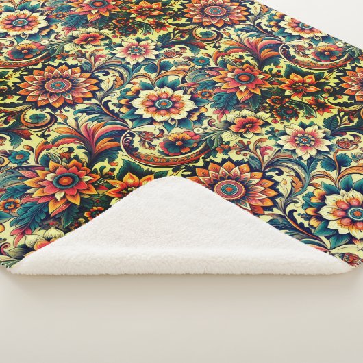 Ai generierte bunte Blumenmuster Sherpadecke (3/4)