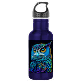 Ai generierte farbenfrohe Owl Edelstahlflasche (Vorderseite)