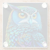 Ai generierte farbenfrohe Owl Glasuntersetzer (Rückseite)