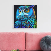 Ai generierte farbenfrohe Owl Leinwanddruck (Insitu (Wohnzimmer))
