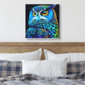 Ai generierte farbenfrohe Owl Leinwanddruck (Insitu (Schlafzimmer))