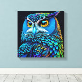 Ai generierte farbenfrohe Owl Leinwanddruck (Insitu (Holzboden))