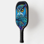 Ai generierte farbenfrohe Owl Pickleball Schläger (Links)
