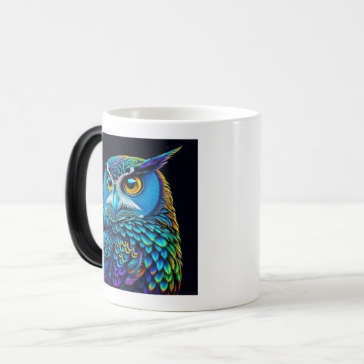Ai generierte farbenfrohe Owl Verwandlungstasse (Vorderseite Links)