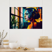 Ai generierte geheimnisvolle Frau als moderne Kuns Poster (Küche)