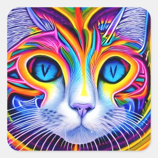 AI generierte Künstlerische Cool Blue Mit Augen Ab Quadratischer Aufkleber (Vorderseite)