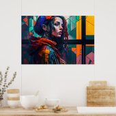 Ai generierte schöne Frau als moderne Kunst Poster (Küche)