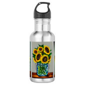 Ai generierte Sonnenblumen in Mason Jar Edelstahlflasche (Vorderseite)