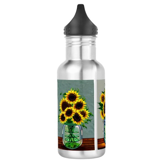 Ai generierte Sonnenblumen in Mason Jar Edelstahlflasche (Links)