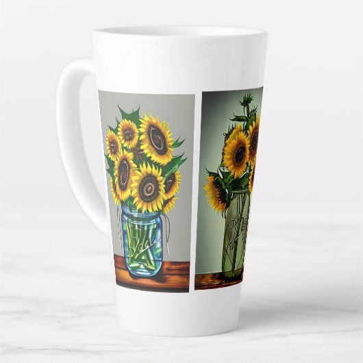 Ai generierte Sonnenblumen in Vasen Milchtasse (Linke Ecke)