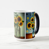 Ai generierte Sonnenblumen in Vasen Verwandlungstasse (VorderseiteRechts)