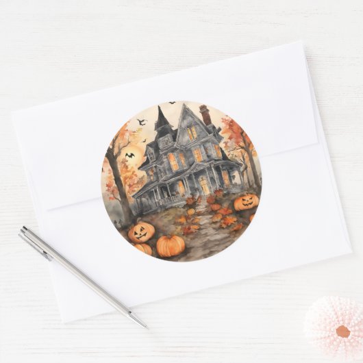 AI generierte Spooky Old House Halloween Sticker (Umschlag)