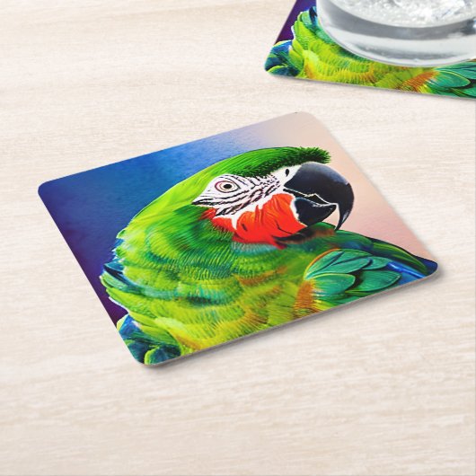AI-Generierter Amazon-Papagei Rechteckiger Pappuntersetzer (angewinkelt)