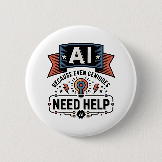AI Genie Humor Tech Zitat Design Button (Vorderseite)