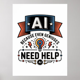 AI Genie Humor Tech Zitat Design Poster