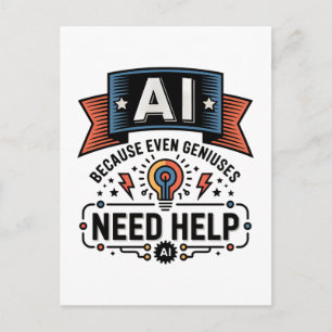 AI Genie Humor Tech Zitat Design Postkarte