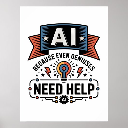 AI Genius Humor Tech Quote Design Poster (Vorne)