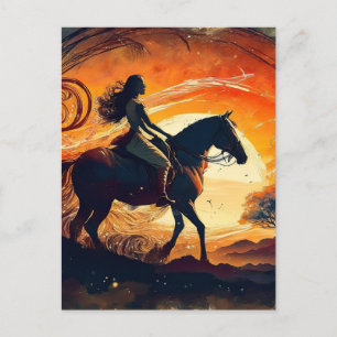AI Girl und ihr Pferd Postkarte