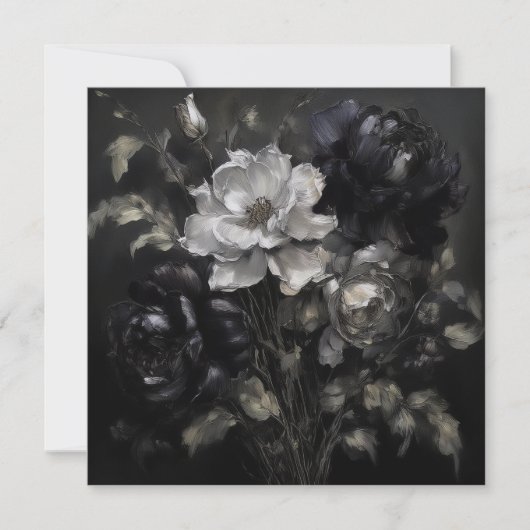 AI Grau Blume Feiertagskarte (Vorderseite)